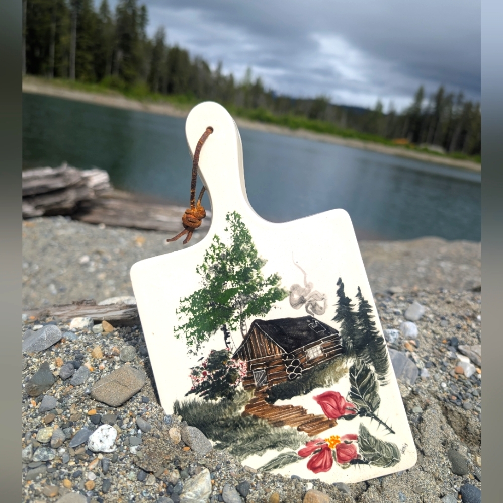 Handmade Hot Plate Trivet Cabin Scene Anchor Alaska Kitchen Decor Essentials